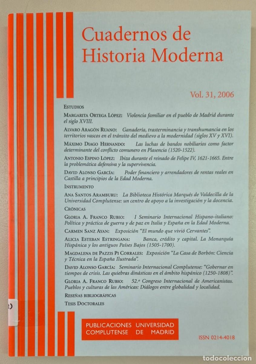 Libros de segunda mano: Cuadernos de Historia Moderna vol 31