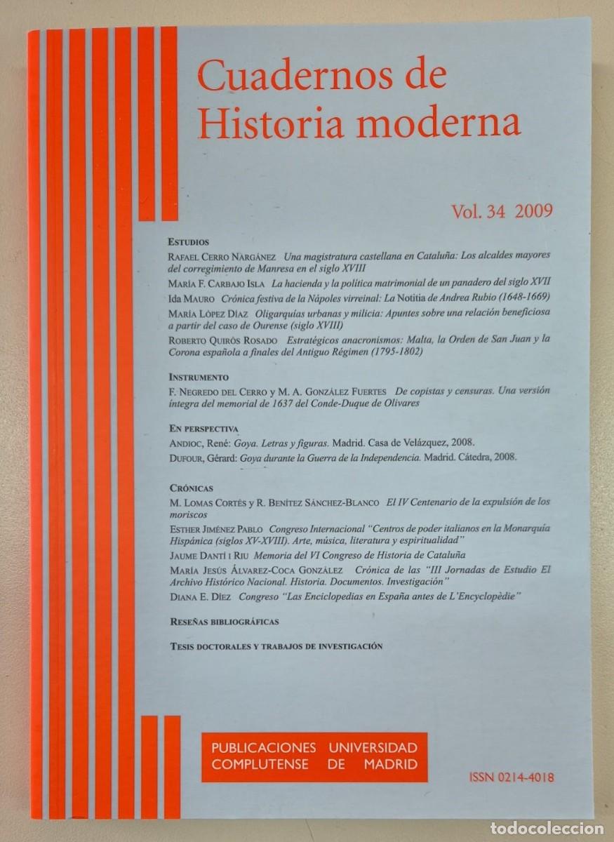 Libros de segunda mano: Cuadernos de Historia Moderna vol 34