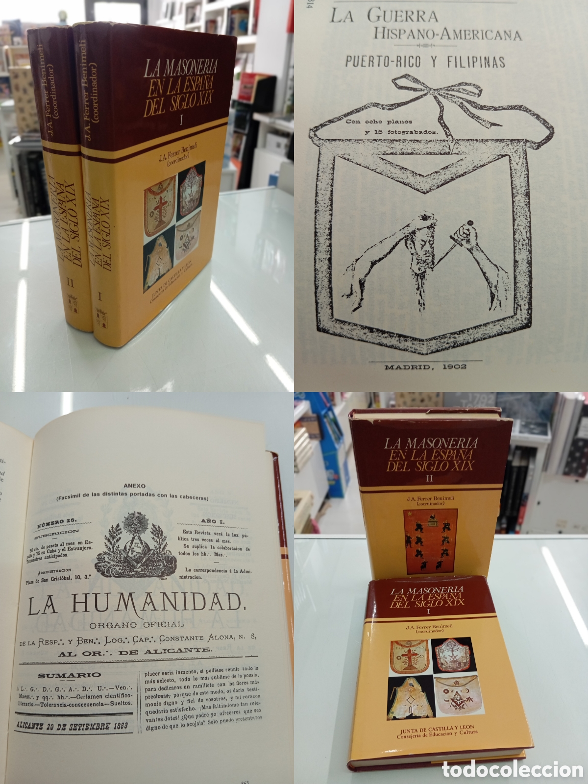 Libros de segunda mano: LA MASONER&Iacute;A EN LA ESPA&Ntilde;A DEL SIGLO XIX I II Symposium metodologia H&ordf; FERRER BENIMELLI OBRA COMPLETO