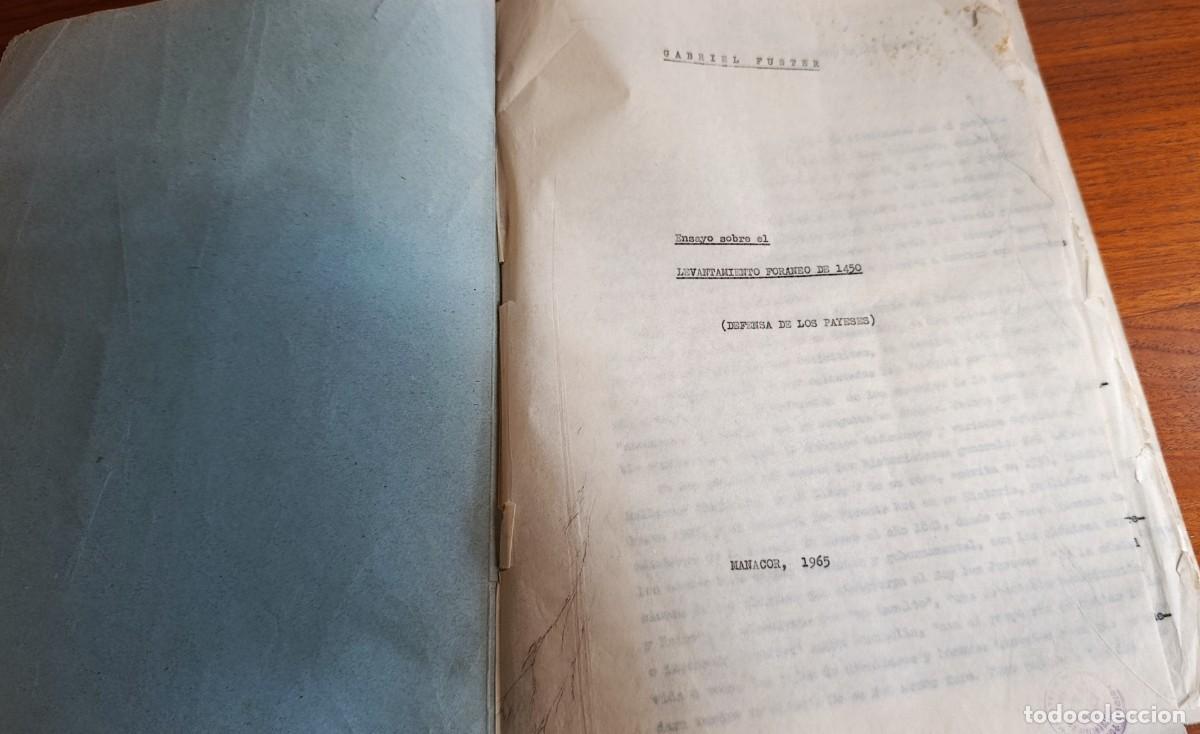 Libros de segunda mano: LEVANTAMIENTO FOR&Aacute;NEO DE 1450 (DEFENSA DE LOS PAYESES)MECANOSCRITO DE GABRIEL FUSTER. MALLORCA, 1965