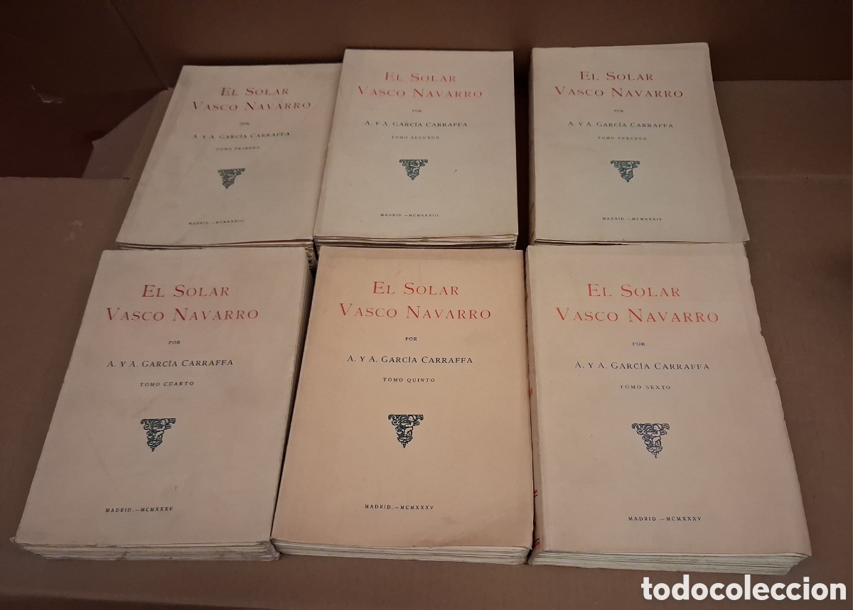 Libros de segunda mano: EL SOLAR VASCO NAVARRO. POR A. Y A. GARCIA CARRAFFA. MADRID 1933-1935