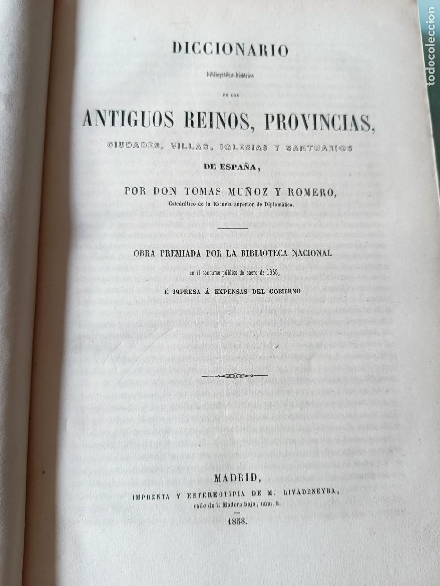 Libros de segunda mano: Diccionario bibliogr&aacute;fico-hist&oacute;rico de los antiguos reinos, provincias, ciudades, villas.. 1858