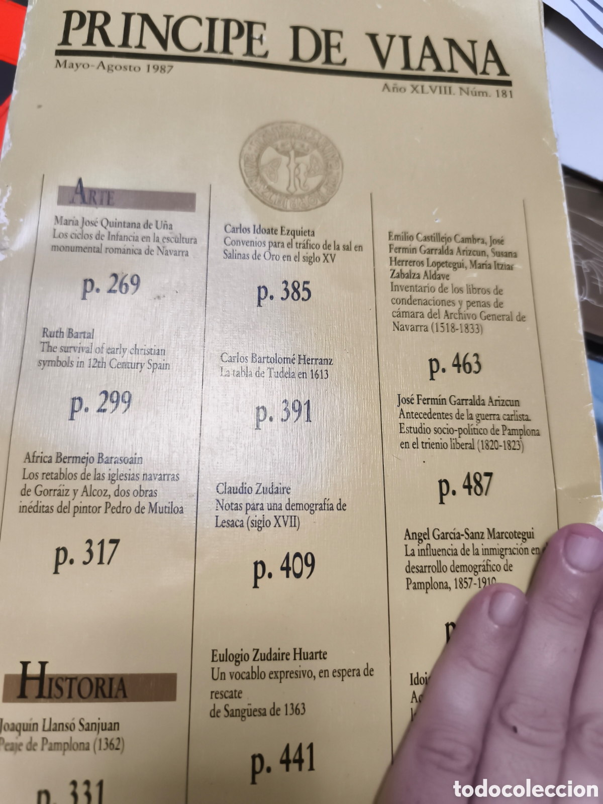 Libros de segunda mano: Revista Pr&iacute;ncipe de Viana N&uacute;mero 181 Mayo agosto 1987