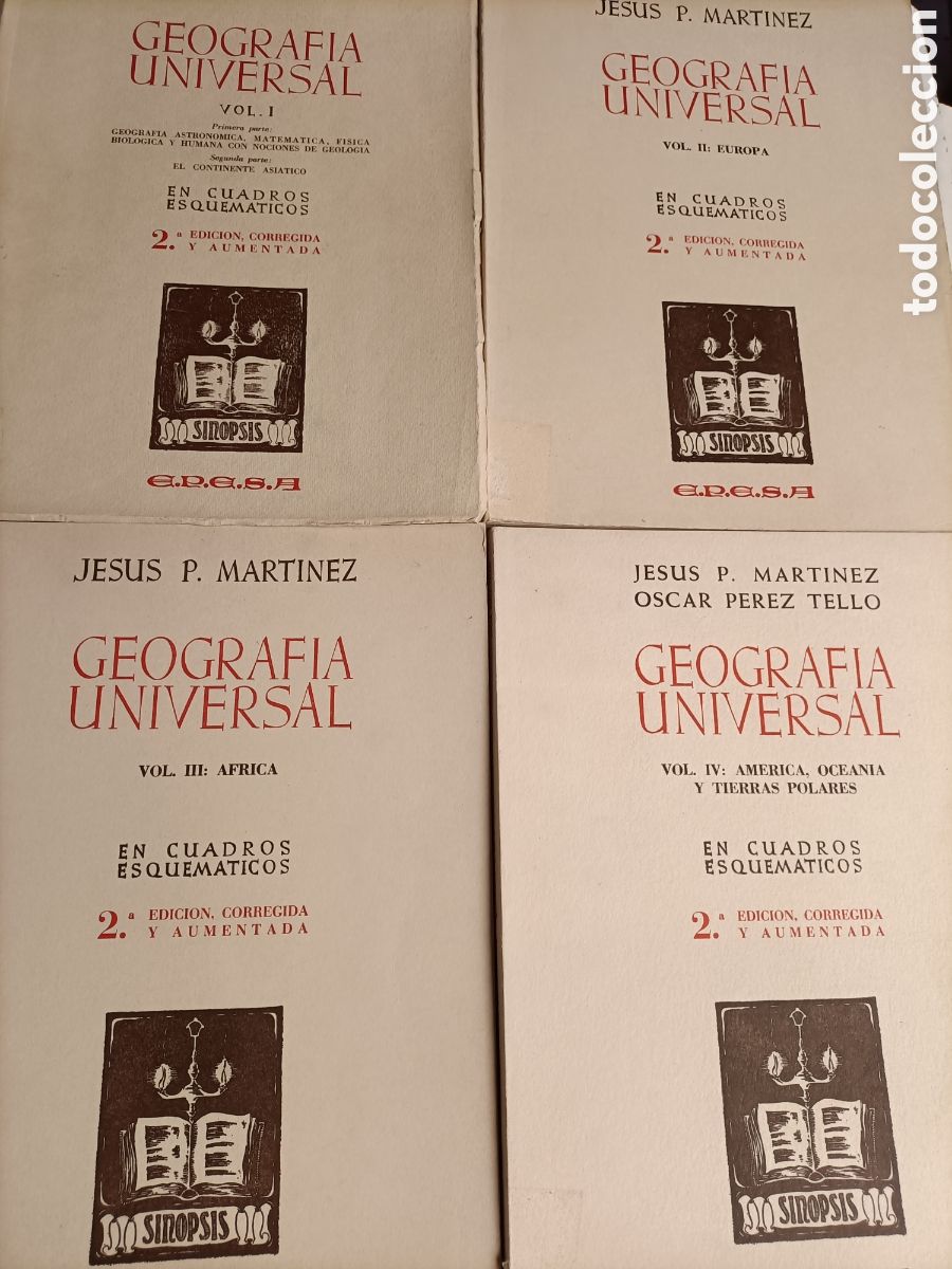 Libros de segunda mano: Geograf&iacute;a universal en cuadros esquematicos 4 Vol..I II III IV