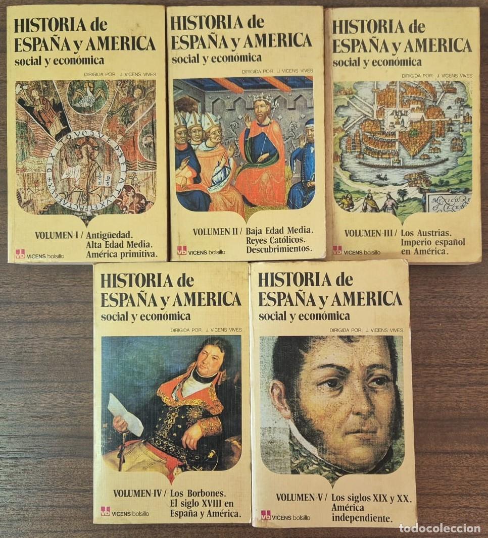 Libros de segunda mano: Historia de Espa&ntilde;a y Am&eacute;rica social y econ&oacute;mica (5 vol&uacute;menes)