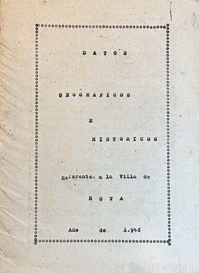 Libros de segunda mano: Manuscrito hist&oacute;rico de Rota, C&aacute;diz. 1948