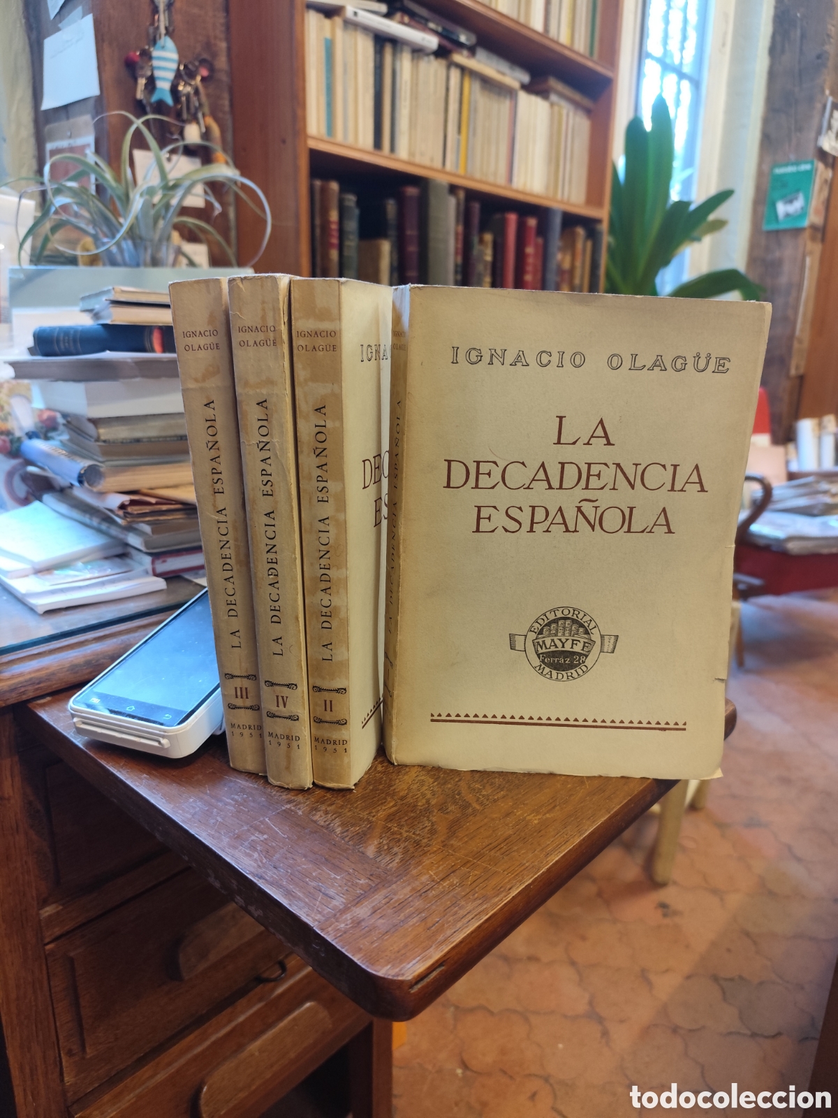 Libros de segunda mano: La Decadencia Espa&ntilde;ola Ignacio Olague. Libro dedicado. 4 volumenes