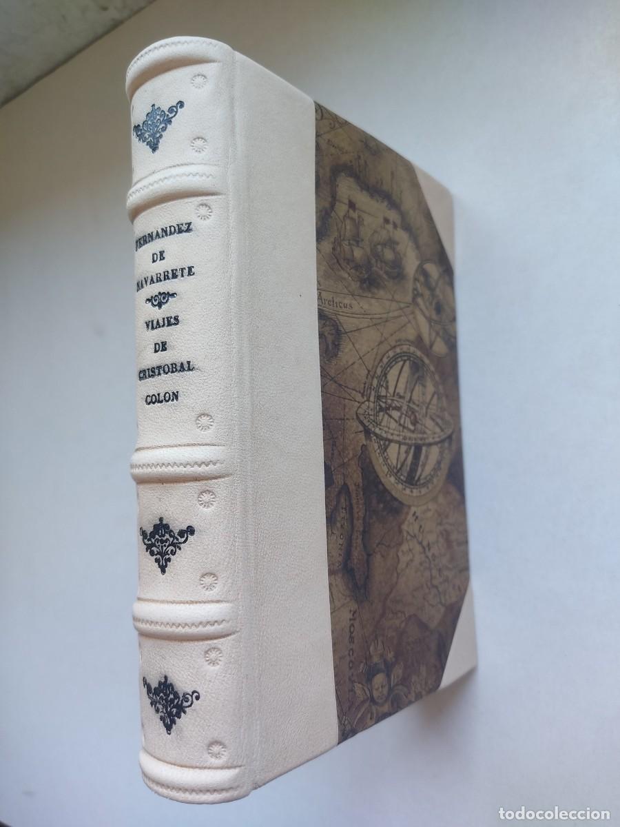 Libros de segunda mano: Viajes de Crist&oacute;bal Col&oacute;n (1934)/ Fern&aacute;ndez de Navarrete. Encuadernaci&oacute;n artesanal