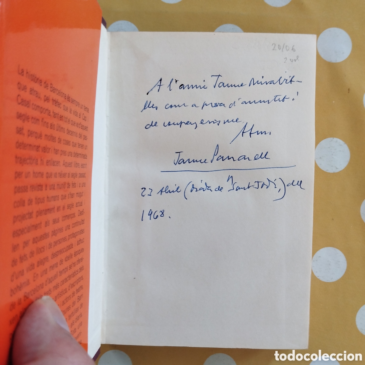 Libros de segunda mano: HOMES I COSES DE LA BARCELONA D'ABANS JAUME PASSARELL DEDICAT&Ograve;RIA AUTOGRAFA A JAUME MIRAVITLLES 1A P