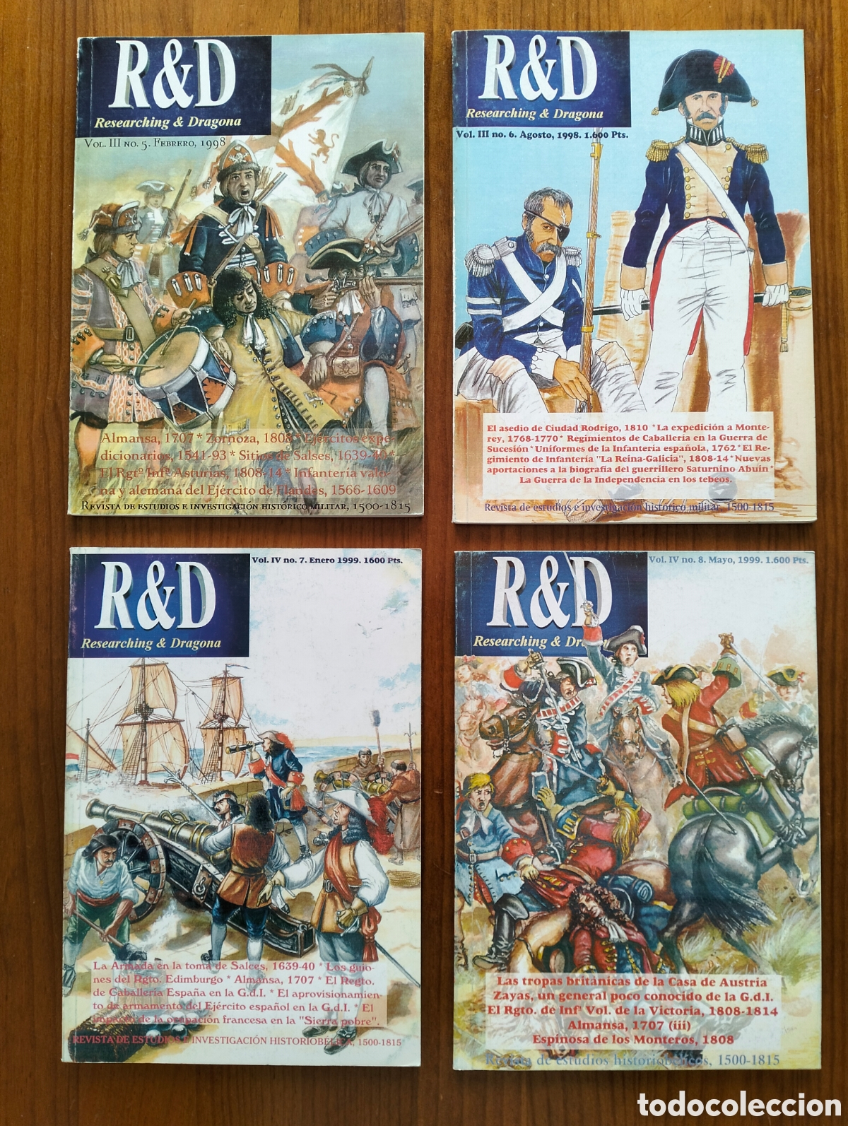 Libros de segunda mano: RESEARCHING & DRAGONA Estudios e investigaci&oacute;n hist&oacute;rico-militar 1500-1815 (N&uacute;m. 5-8), 1998-99