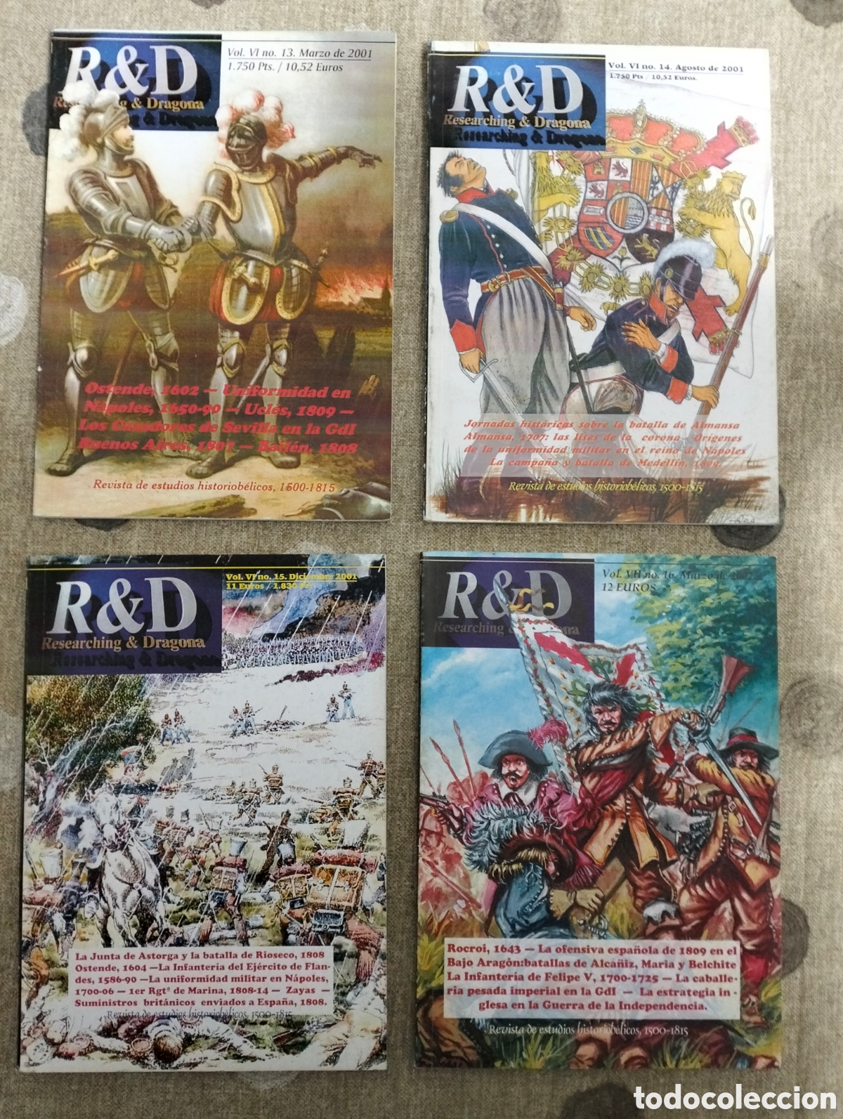 Livros em segunda m&atilde;o: RESEARCHING & DRAGONA Estudios e investigaci&oacute;n hist&oacute;rico-militar 1500-1815 (N&uacute;m. 13-16), 2001-2002