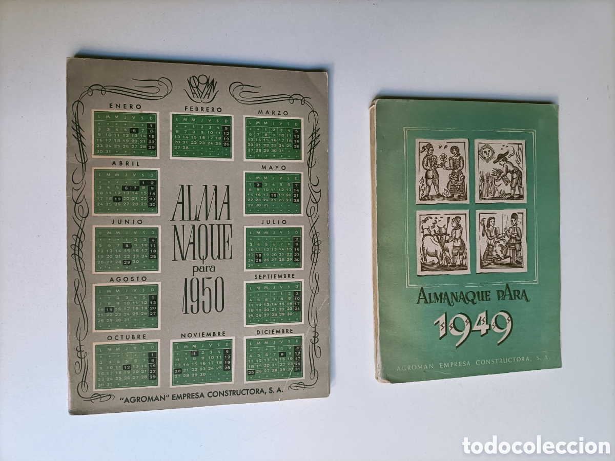 Libros de segunda mano: Lote 2 almanaque agrom&aacute;n para 1949 1950