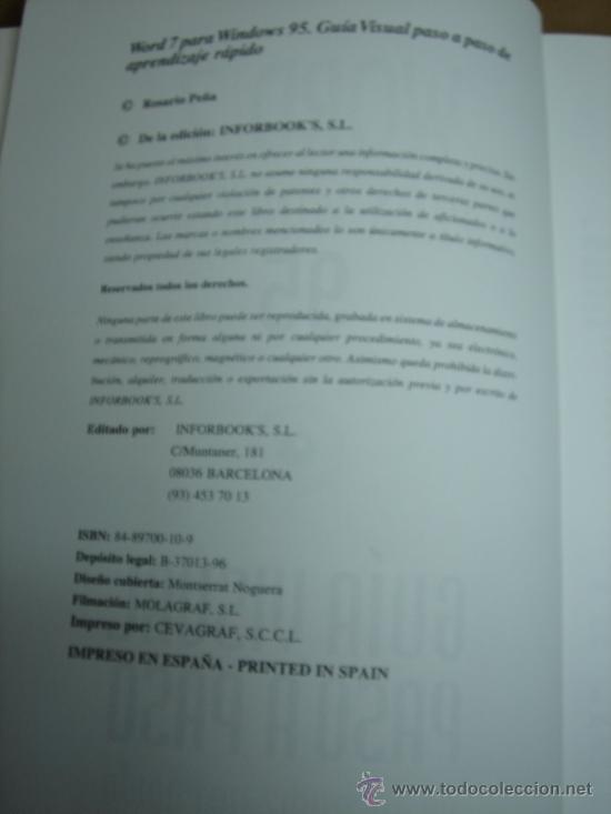 Libros de segunda mano: LIBRO INFORMATICA - WORD 7 PARA WINDOWS 95 - GUIA VISUAL - INFORBOOKS 1996 - Foto 3