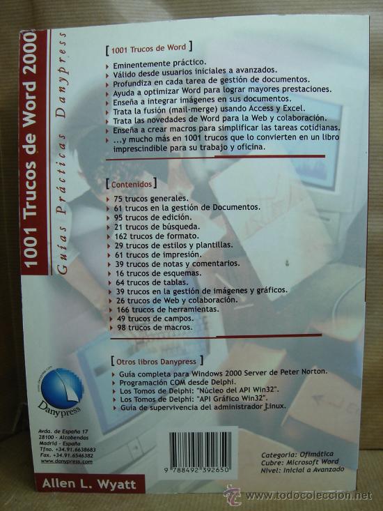 Libros de segunda mano: LIBRO INFORMATICA - 1001 TRUCOS DE WORD 2000 - DANY PRESS 2000 - Foto 2