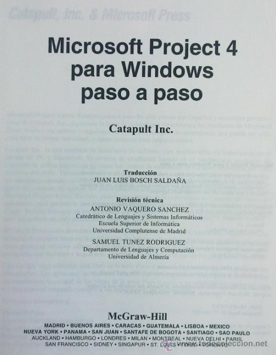 Libros de segunda mano: MICROSOFT PROYECT-4 PARA WINDOWS PASO A PASO (CATAPULT INC.) - Foto 3
