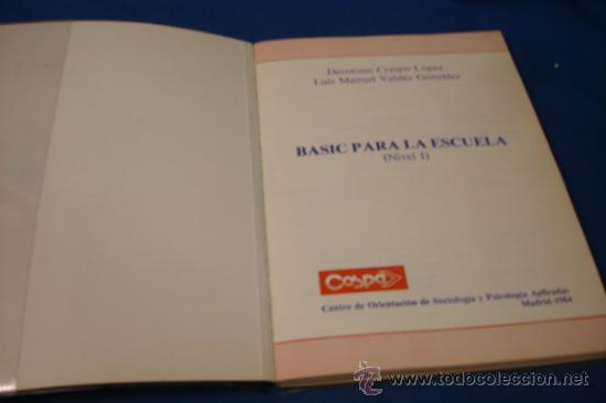 Libros de segunda mano: BASIC PARA LA ESCUELA - NIVEL 1 - COSPA 1984 - Foto 2