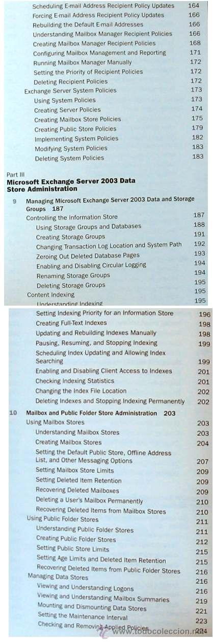 Libros de segunda mano: EXCHANGE SERVER 2003 - ADMINISTRATORS POCKET CONSULTANT - EN INGLES - VER &Iacute;NDICE - Foto 6