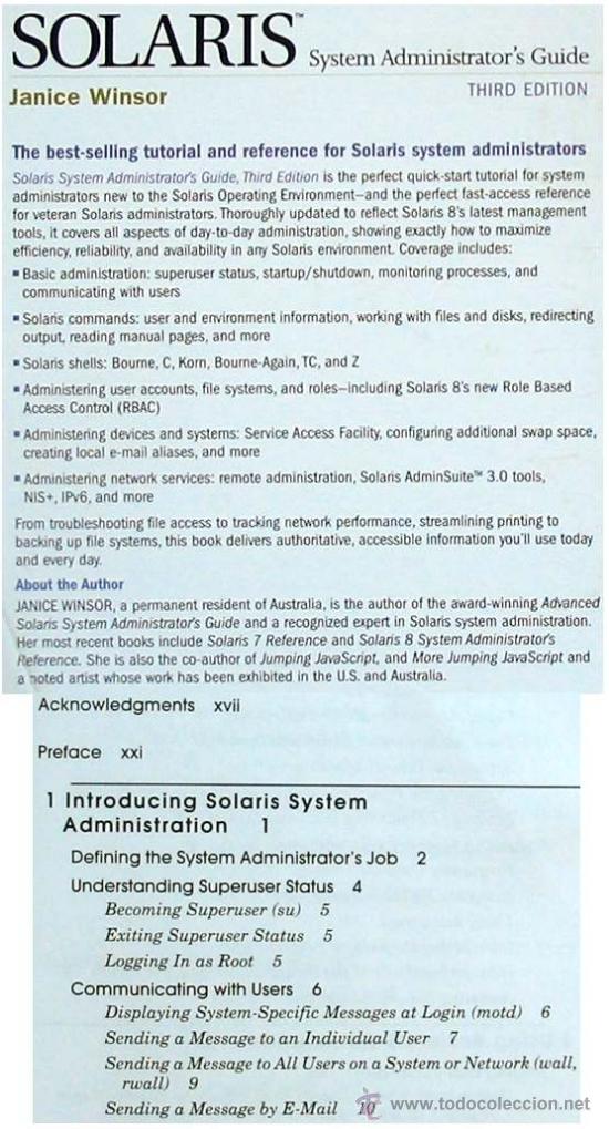 Libros de segunda mano: SOLARIS - SYSTEM ADMINISTRATORS GUIDE - JANICE WINDSOR - EN INGLES - VER &Iacute;NDICE - Foto 2