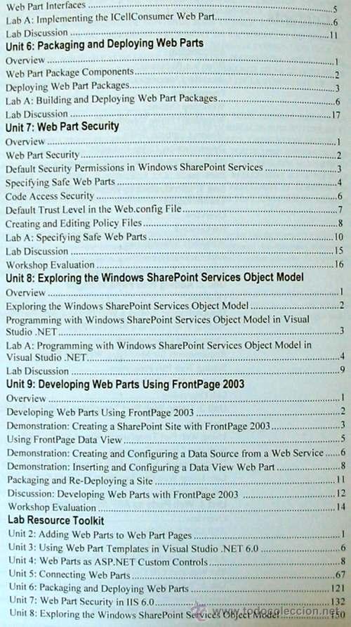 Libros de segunda mano: 2014B: CUSTOMIZING MICROSOFT SHAREPOINT PRODUCTS AND TECHNOLOGIES 2003 - CURSO EN INGLES - Foto 3