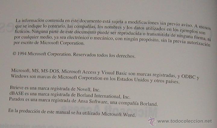 Libros de segunda mano: CREACI&Oacute;N DE APLICACIONES ACCESS LIBRO ORIGINAL MICROSOFT CORPORATION 1994 VERSI&Oacute;N 2.0 - Foto 3