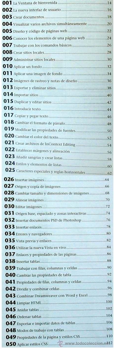 Libros de segunda mano: DREAMWEAVER CS4 - APRENDER CON 100 EJERCICIOS PR&Aacute;CTICOS - MARCOMBO 2009 - VER &Iacute;NDICE - Foto 3
