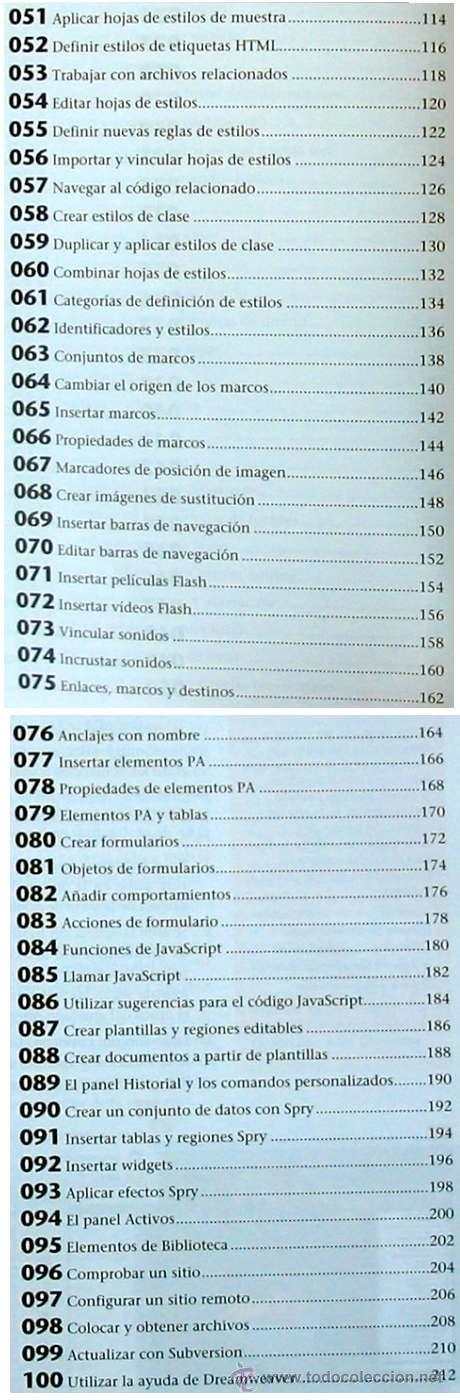 Libros de segunda mano: DREAMWEAVER CS4 - APRENDER CON 100 EJERCICIOS PR&Aacute;CTICOS - MARCOMBO 2009 - VER &Iacute;NDICE - Foto 4