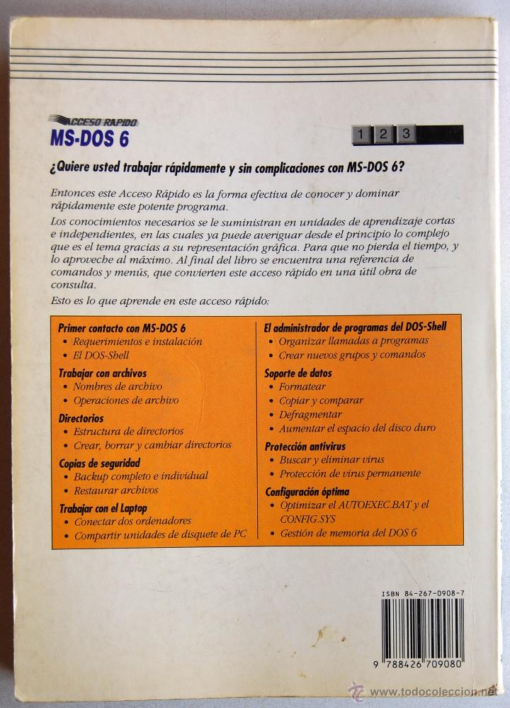 Libros de segunda mano: 22.	Acceso r&aacute;pido MS-DOS 6, de Klemens Mai. - Foto 2