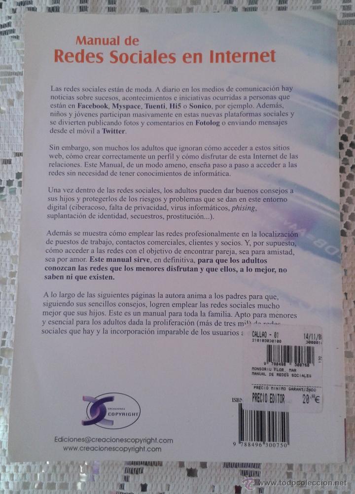 Libros de segunda mano: MANUAL DE REDES SOCIALES EN INTERNET - Foto 3