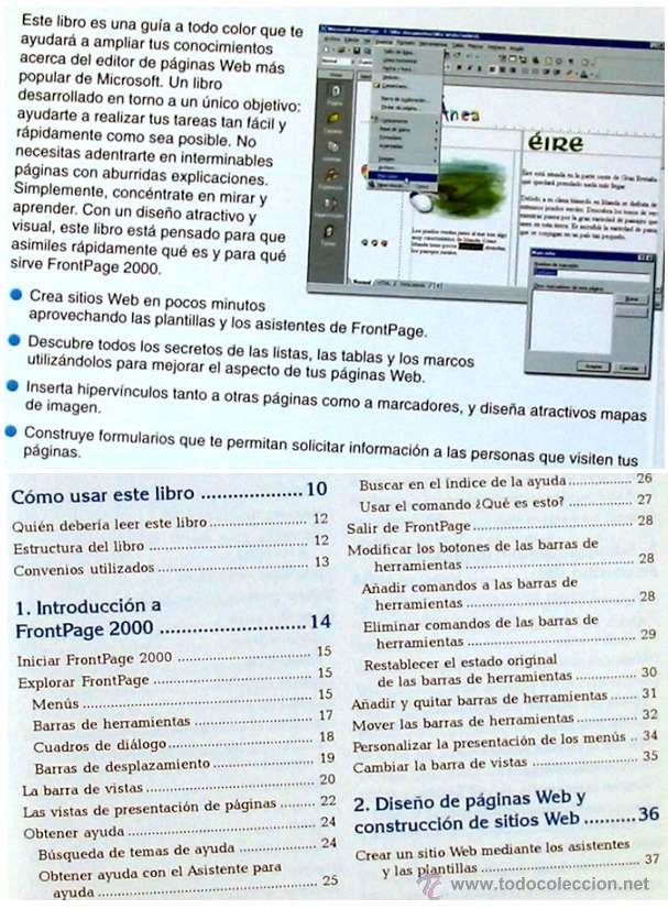 Libros de segunda mano: FRONTPAGE 2000 - MANUAL VISUAL - COLETTA WITHERSPOON - ED. B&Eacute;LENGUER 2000 - VER INDICE - Foto 2
