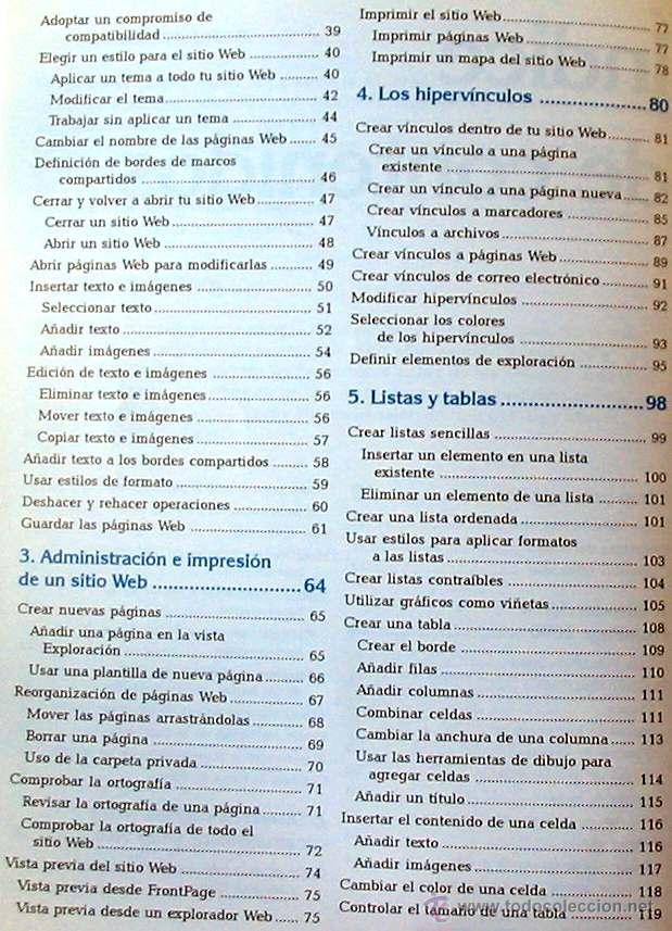 Libros de segunda mano: FRONTPAGE 2000 - MANUAL VISUAL - COLETTA WITHERSPOON - ED. B&Eacute;LENGUER 2000 - VER INDICE - Foto 3