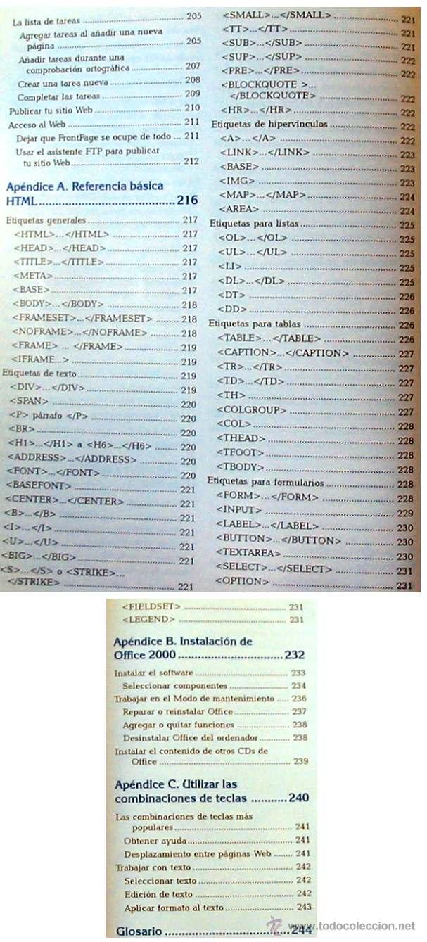 Libros de segunda mano: FRONTPAGE 2000 - MANUAL VISUAL - COLETTA WITHERSPOON - ED. B&Eacute;LENGUER 2000 - VER INDICE - Foto 5