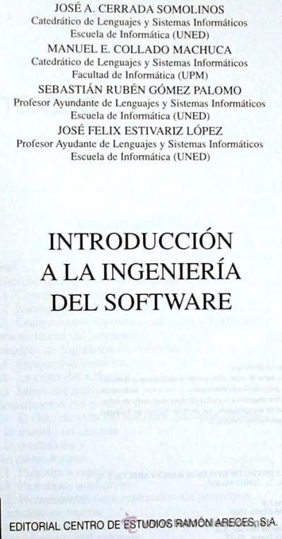 Libros de segunda mano: INTRODUCCI&Oacute;N A LA INGENIER&Iacute;A DEL SOFTWARE - ED. RAM&Oacute;N ARECES 2000 - VER INDICE - Foto 5