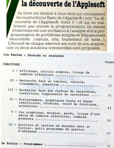Libros de segunda mano: LA D&Eacute;COUVERTE DE LAPPLESOFT - TOME 2: EXERCICES DE PROGRAMMATION - 1982 - VER INDICE - Foto 2