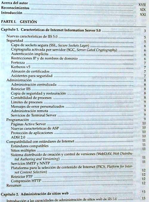 Libros de segunda mano: ADMINISTRACI&Oacute;N DE MICROSOFT IIS 5 - GERRY OBRIEN - PRENTICE HALL 2001 - VER INDICE - Foto 3