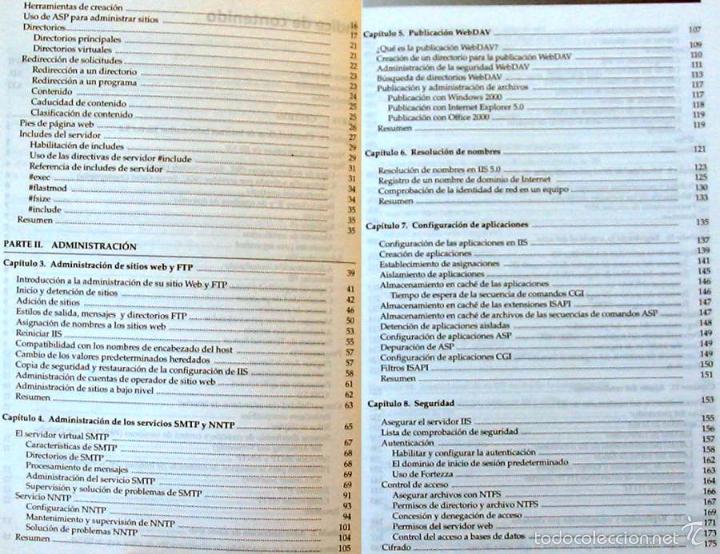 Libros de segunda mano: ADMINISTRACI&Oacute;N DE MICROSOFT IIS 5 - GERRY OBRIEN - PRENTICE HALL 2001 - VER INDICE - Foto 4