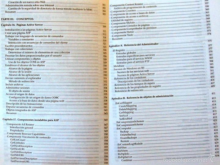 Libros de segunda mano: ADMINISTRACI&Oacute;N DE MICROSOFT IIS 5 - GERRY OBRIEN - PRENTICE HALL 2001 - VER INDICE - Foto 6
