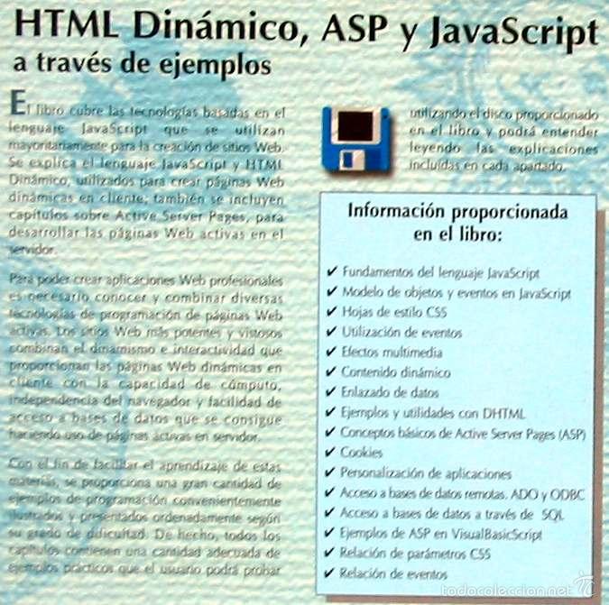Libros de segunda mano: HTML DIN&Aacute;MICO, ASP Y JAVAS CRIPT A TRAV&Eacute;S DE EJEMPLOS - RA-MA 1999 - 511 P&Aacute;GINAS - VER INDICE - Foto 2