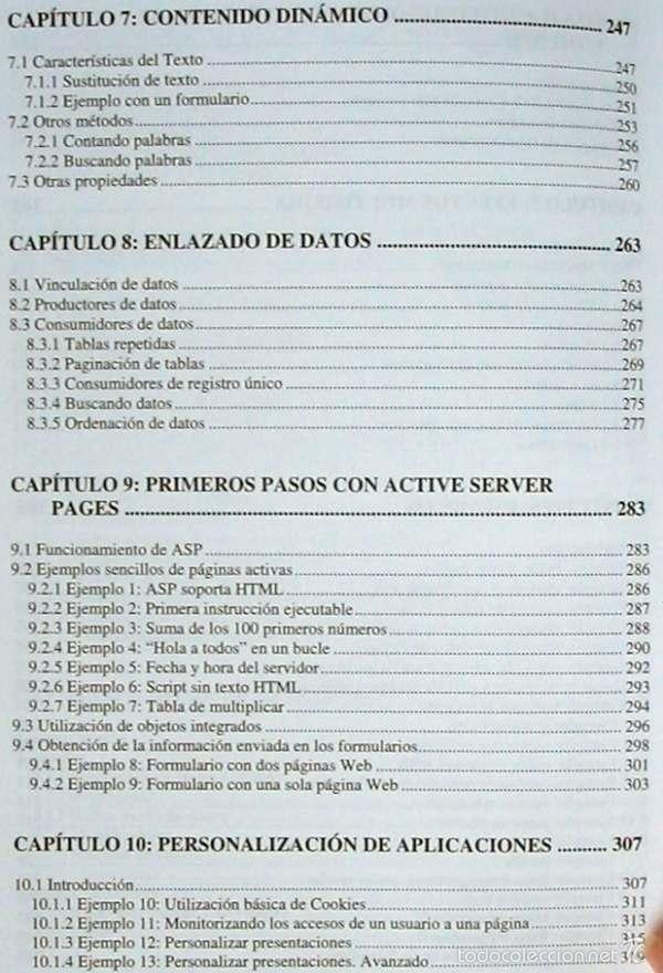 Libros de segunda mano: HTML DIN&Aacute;MICO, ASP Y JAVAS CRIPT A TRAV&Eacute;S DE EJEMPLOS - RA-MA 1999 - 511 P&Aacute;GINAS - VER INDICE - Foto 6
