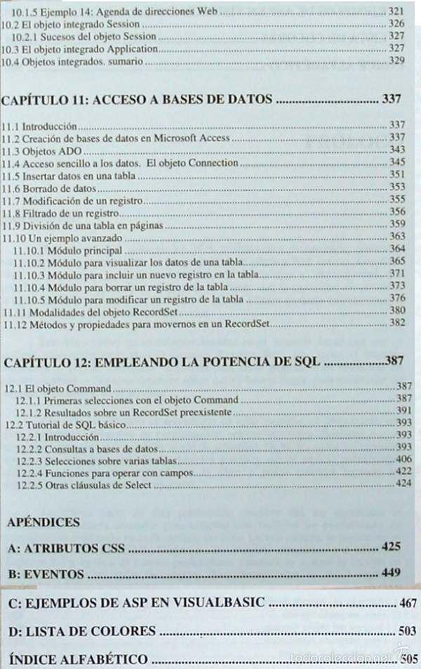 Libros de segunda mano: HTML DIN&Aacute;MICO, ASP Y JAVAS CRIPT A TRAV&Eacute;S DE EJEMPLOS - RA-MA 1999 - 511 P&Aacute;GINAS - VER INDICE - Foto 7