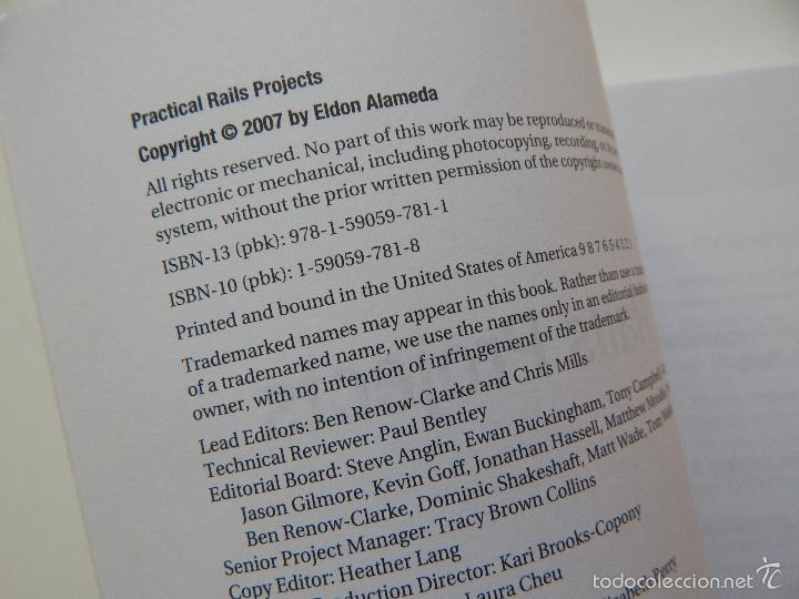Libros de segunda mano: Practical Rails Projects. The Expert&acute;s voice in web development - Eldon Alameda 2007 - English - Foto 4