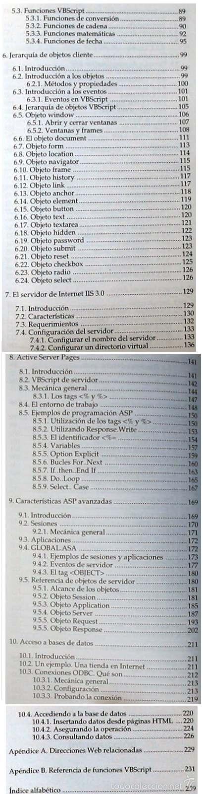 Libros de segunda mano: VBSCRIPT Y PROGRAMACI&Oacute;N ASP - OSCAR GONZ&Aacute;LEZ MORENO - GU&Iacute;A PRACTICA ANAYA - 2000 - VER INDICE - Foto 3