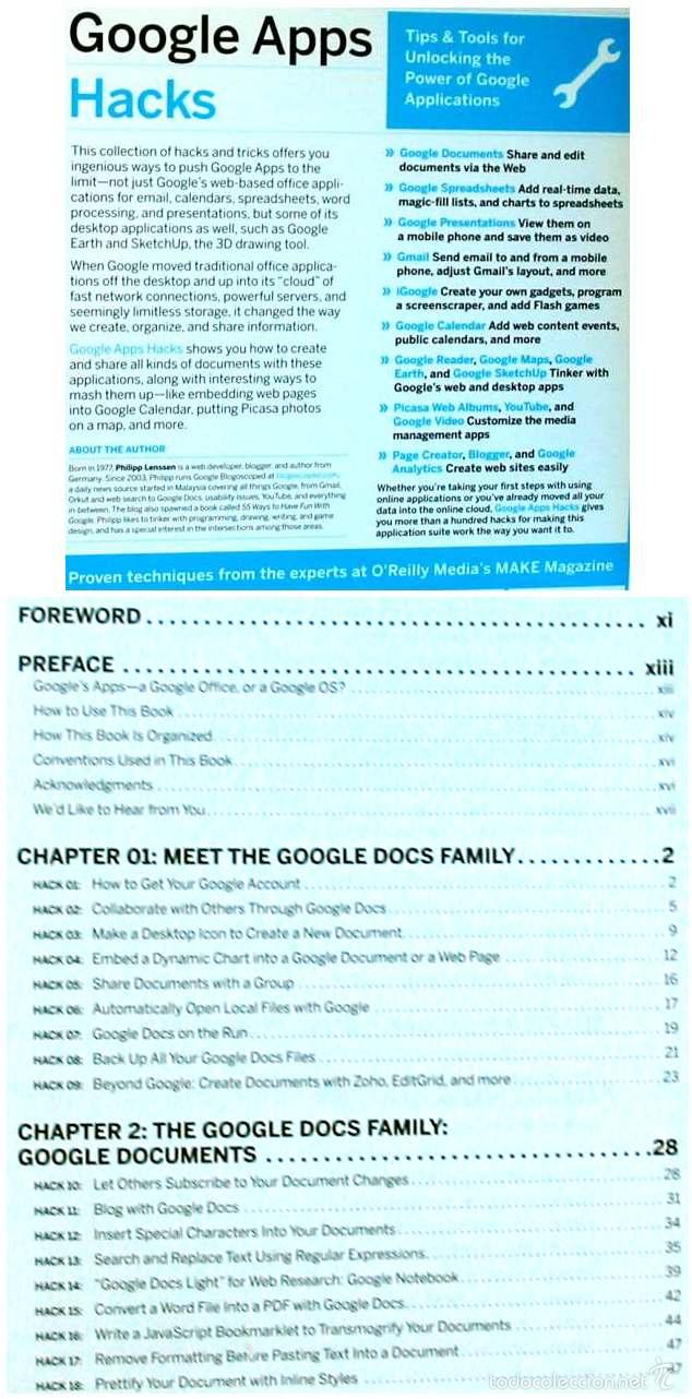 Libros de segunda mano: GOOGLE APPS HACKS - PHILIPP LENSSEN - OREILLY 2008 - 360 P&Aacute;GINAS - VER INDICE - Foto 2