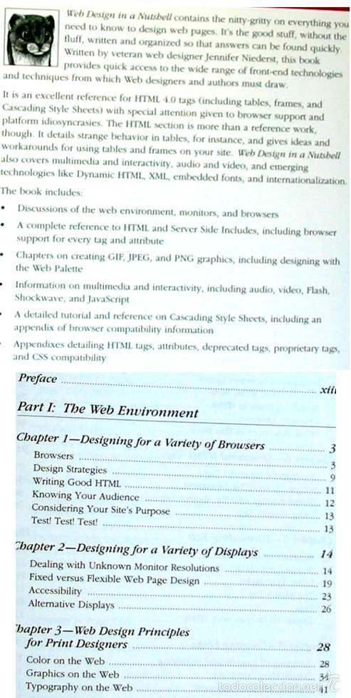 Libros de segunda mano: WEB DESIGN IN A NUTSHELL - A DESKTOP QUICK REFERENCE - JENNIFER NIEDERST - OREILLY 1999 VER INDICE - Foto 2