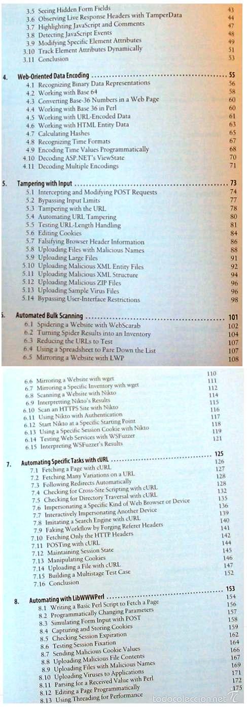 Libros de segunda mano: WEB SECURITY TESTING COOKBOOK - PACO HOPE / BEN WALTHER - OREILLY 2009 - VER INDICE - Foto 3