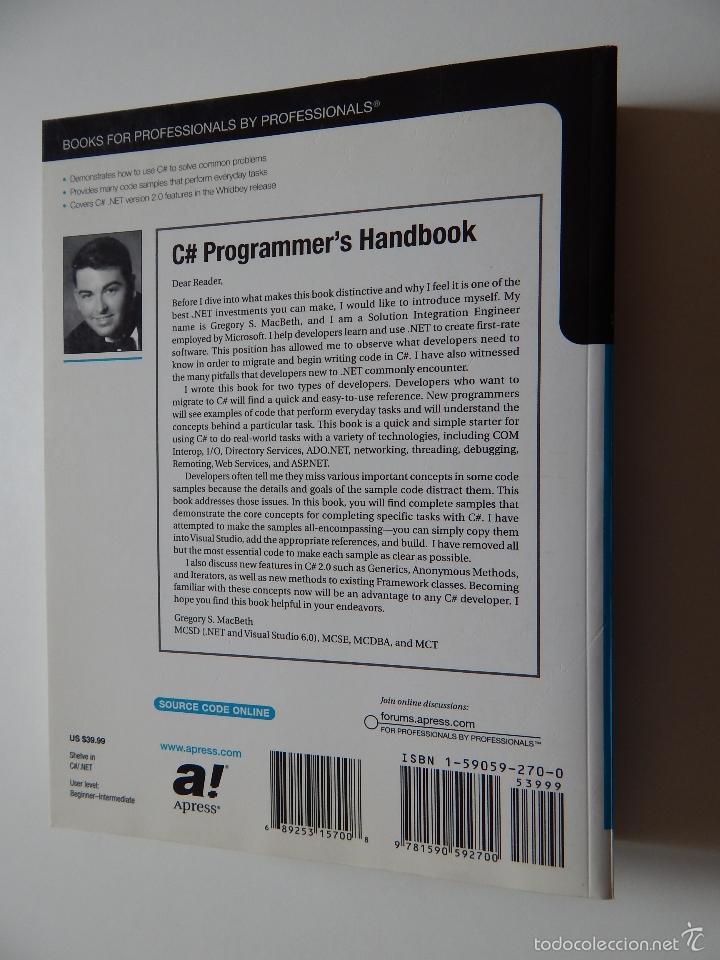 Libros de segunda mano: c# Programmer&acute;s Handbook - Gregory S. MacBeth - Foto 2
