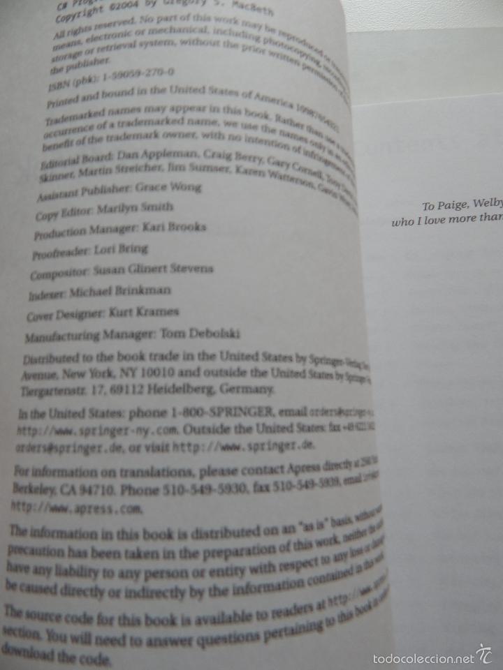 Libros de segunda mano: c# Programmer&acute;s Handbook - Gregory S. MacBeth - Foto 4