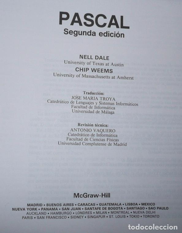 Libros de segunda mano: Pascal - Nell Dale, Chip Weems (McGraw Hill, Segunda edici&oacute;n, 1994) - Foto 2
