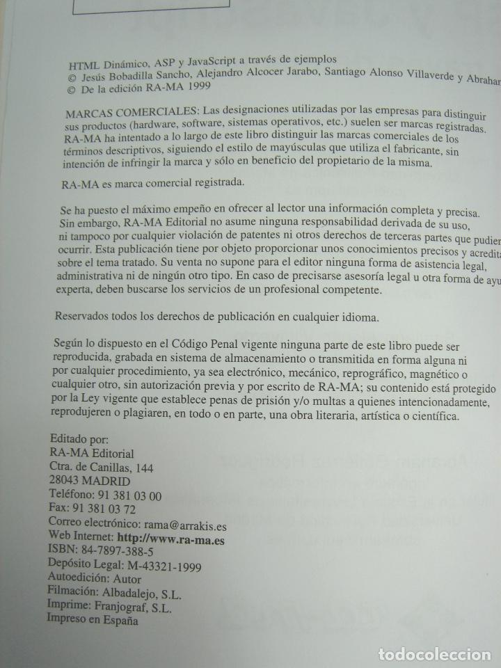 Libros de segunda mano: LIBRO INFORMATICA- HTML DINAMICO Y JAVASCRIPT A TRAVES DE EJEMPLOS - RA-MA 1999 - Foto 8