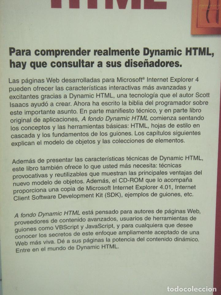 Libros de segunda mano: LIBRO INFORMATICA-A FONDO DYNAMIC HTML - SCOTT ISAACS - MICROSOFT PRESS 1998 - Foto 4