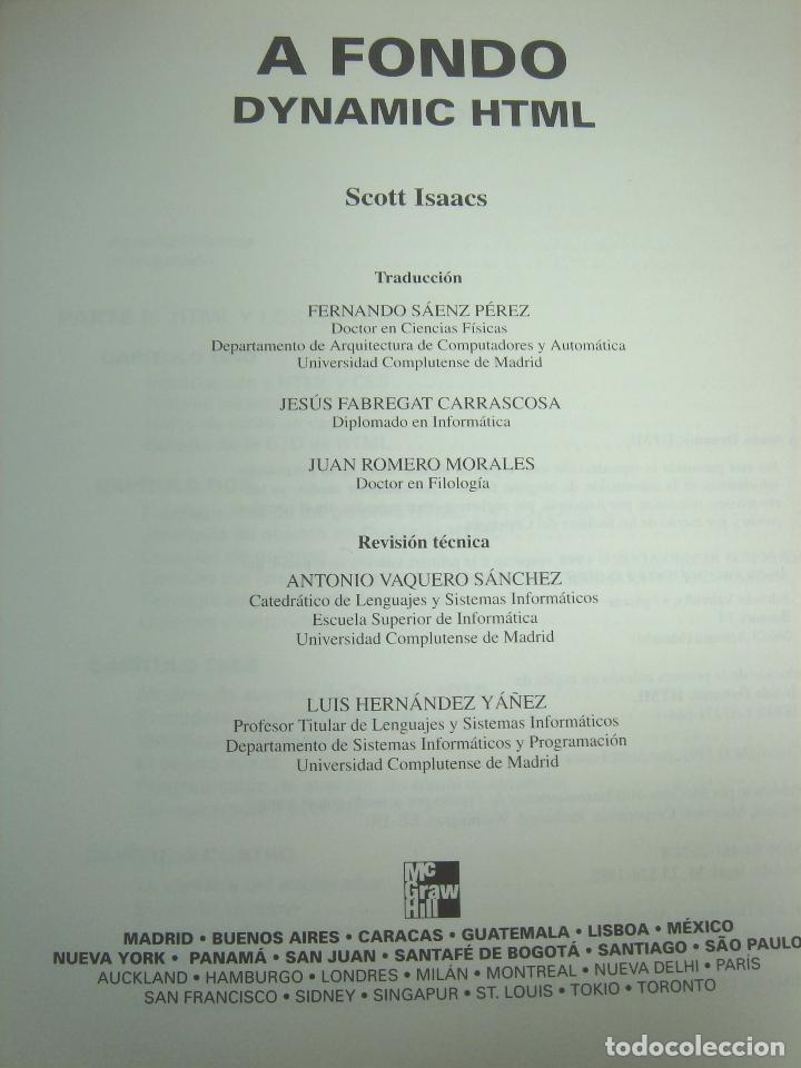 Libros de segunda mano: LIBRO INFORMATICA-A FONDO DYNAMIC HTML - SCOTT ISAACS - MICROSOFT PRESS 1998 - Foto 6